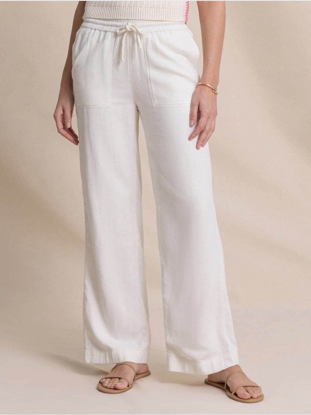 SOUTHERN TIDE Laken Lined Wide Leg Pants 100% Cotton White size Small.